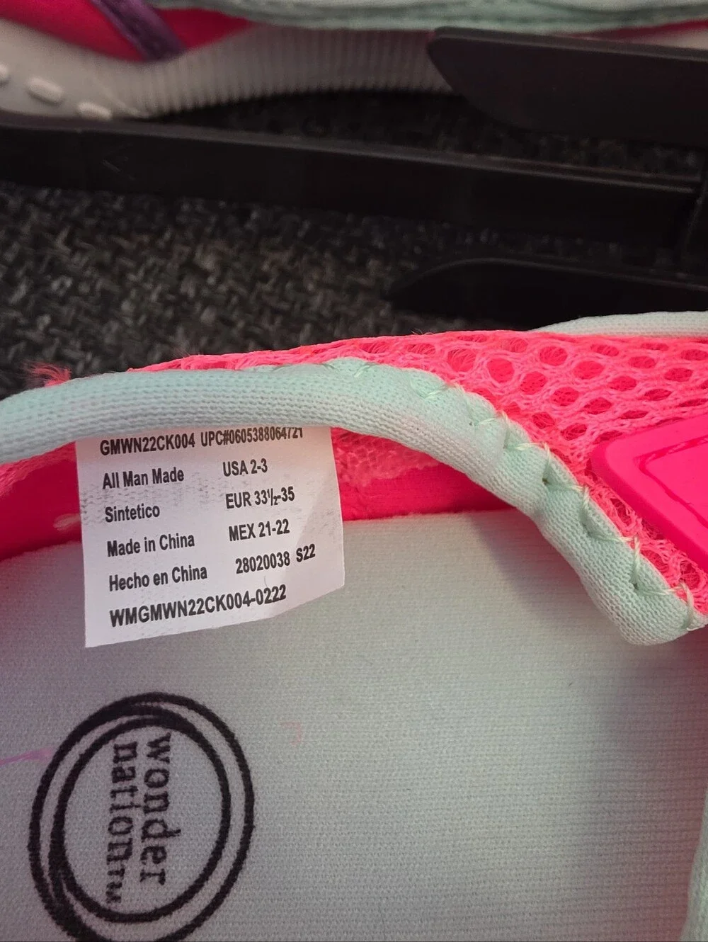 NWT Wonder Nation Girls Size 2-3 Water Shoes Slip-On Hot Pink Mesh Swim Pool